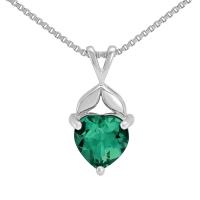 Silberne Kette mit simuliertem Smaragd-Herz Myra