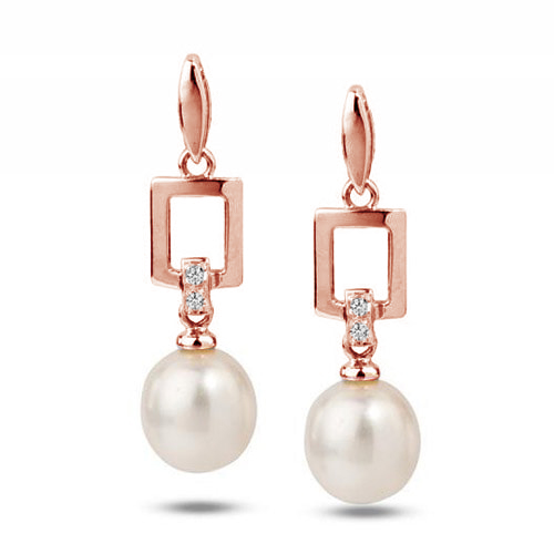 Rosegold Ohrringe mit Perle und Diamanten 79157