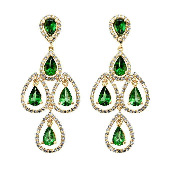 Luxuriöse Ohrringe mit Tsavorit Granaten und Diamanten Kersten 82697