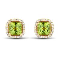 Goldene Ohrringe mit Olivinen und Diamanten Quiny