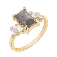 Goldener Ring mit Baguette Diamant und Saphiren Elva