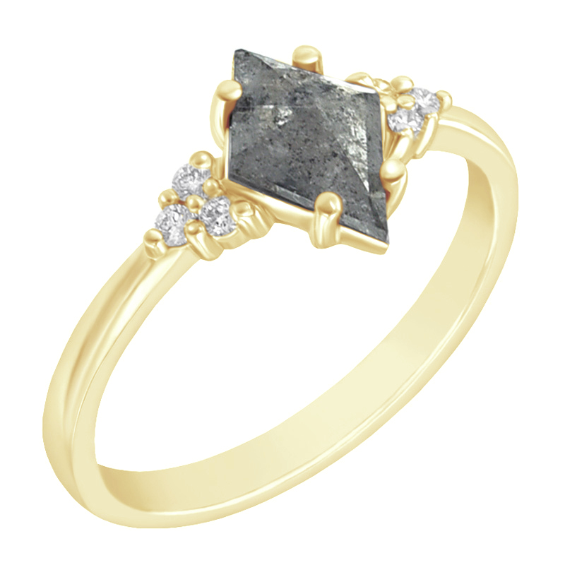 Unikater Ring aus Weißgold mit Salt'n'Pepper Diamant Rogue 97497