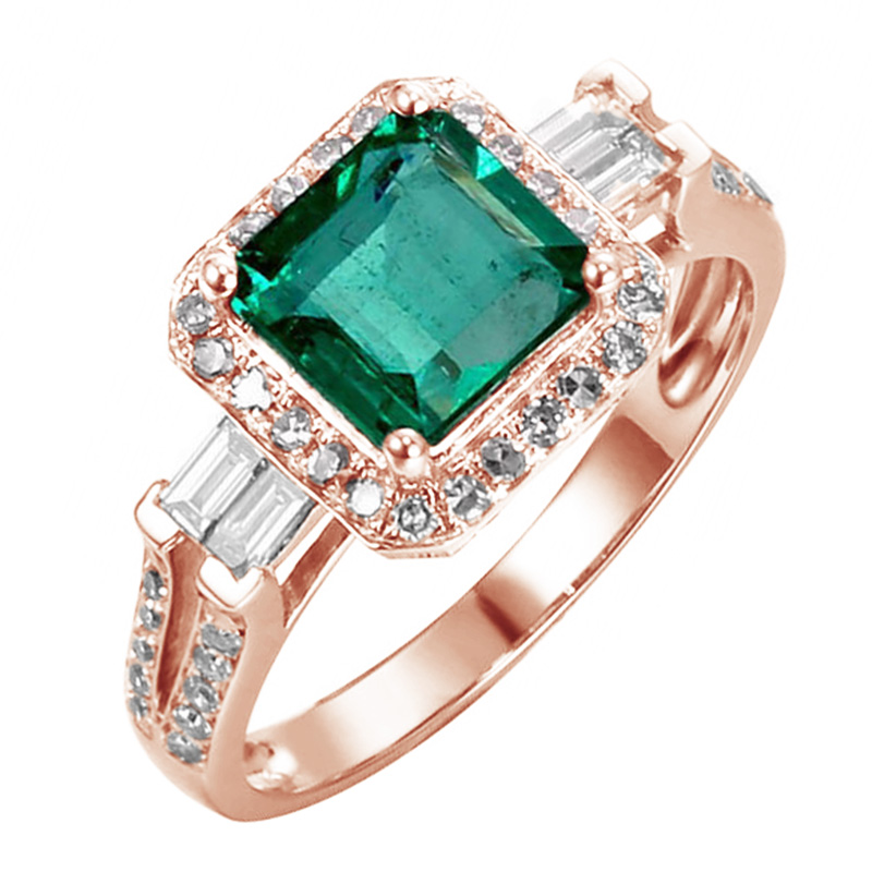 Goldener Smaragdring mit Diamanten Carli 104288