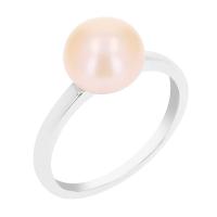 Silberner Ring mit einer pfirsichfarbenen Perle Rivka