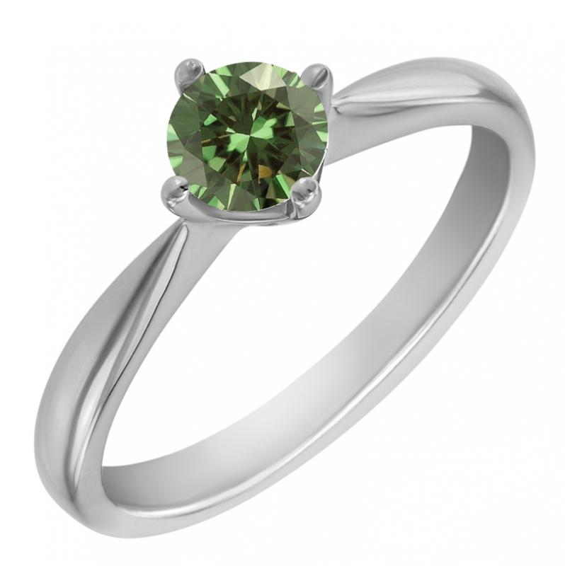 Ring in Platin mit grünem Diamanten 10788