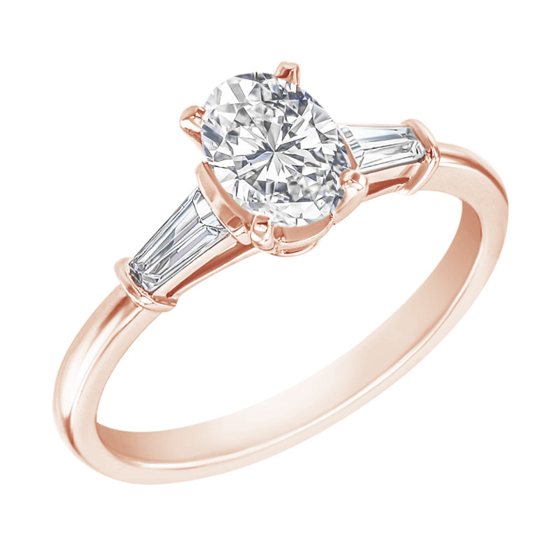 Verlobungsring mit ovalem und Baguette Diamanten Sallya 117888