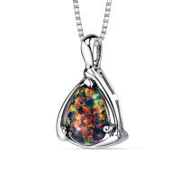 Silberne Halskette mit schwarzem Opal Agrima