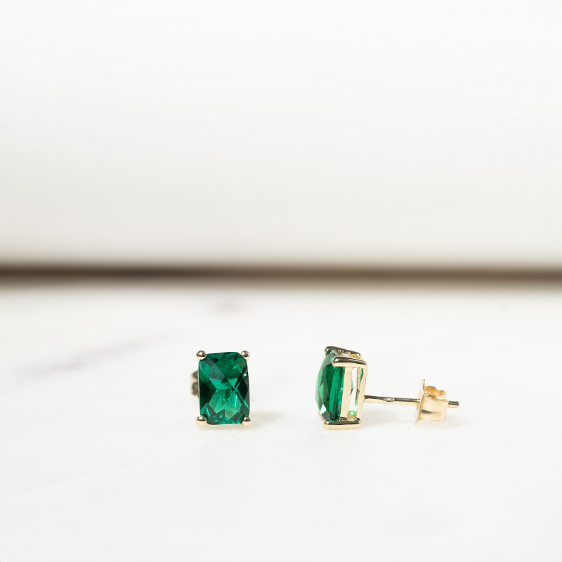 Goldene Ohrringe mit Emerald Smaragden Handan 132628