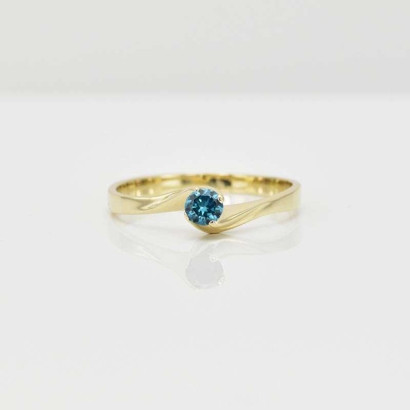 Goldring mit blauem Diamanten 14358