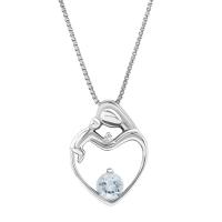 Dezente Aquamarin-Halskette Mutter & Kind mit Diamant Ella