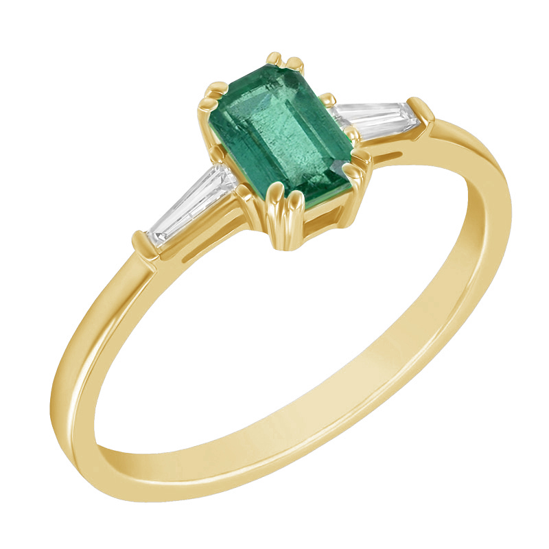 Eleganter Verlobungsring mit Smaragd und Baguette-Diamanten Gracie