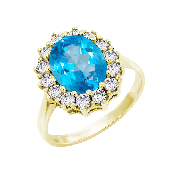 Ring mit blauem Topas und Diamanten Chrys 25198