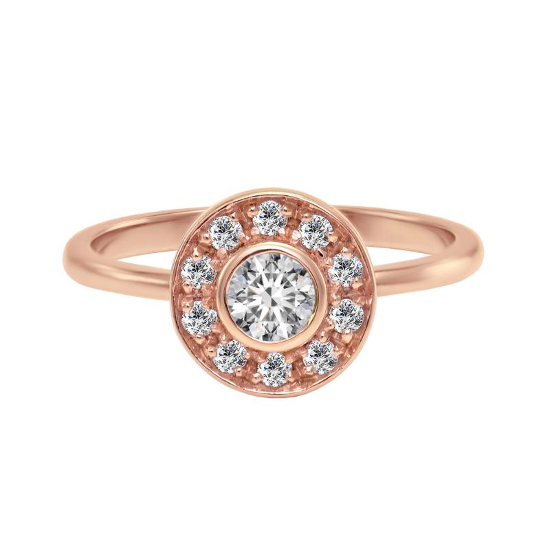 Rosegold Halo-Ring mit Diamanten 27428