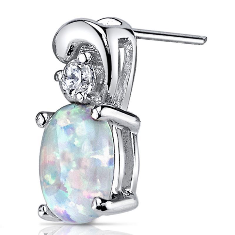 Silberne Ohrringe mit weißem Opal und Zirkonia 2788