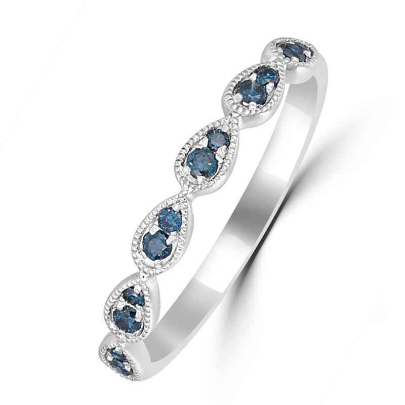 Vintage Eternity Ehering mit blauen Diamanten 30788