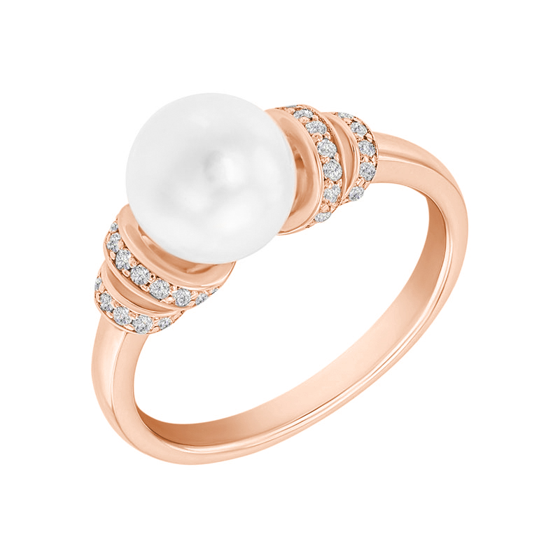 Rosegold Ring mit Perle und Diamanten 31178