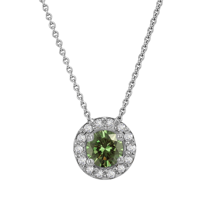 Halo-Halskette mit grünem Diamanten Vicky 32238
