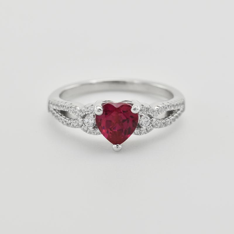 Ring aus Silber mit Rubin in Herzform Phobeus 32388