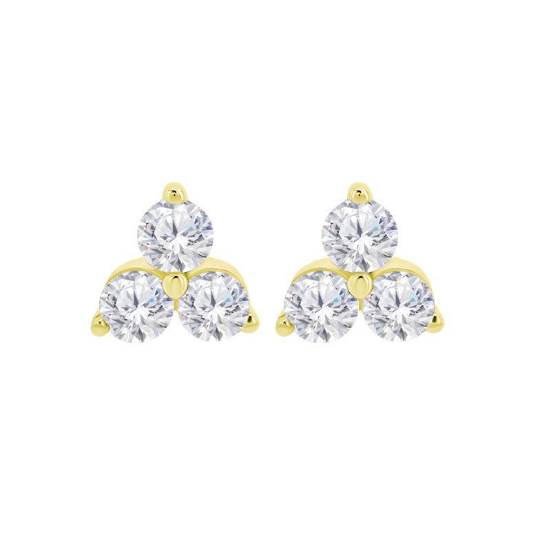 Goldene Ohrringe mit drei Diamanten Jella 35048