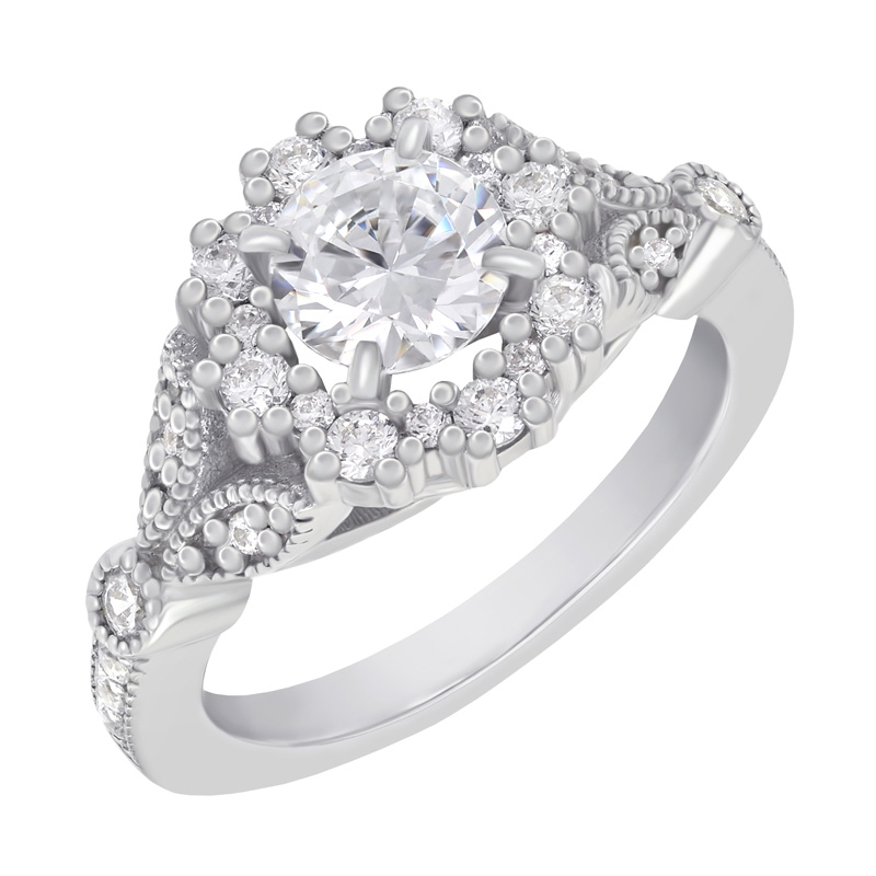Verlobungsring mit Diamant im Halo-Stil Uviola