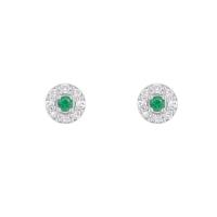 Ohrstecker mit einem Smaragd und Diamanten im Halo-Stil Zowie