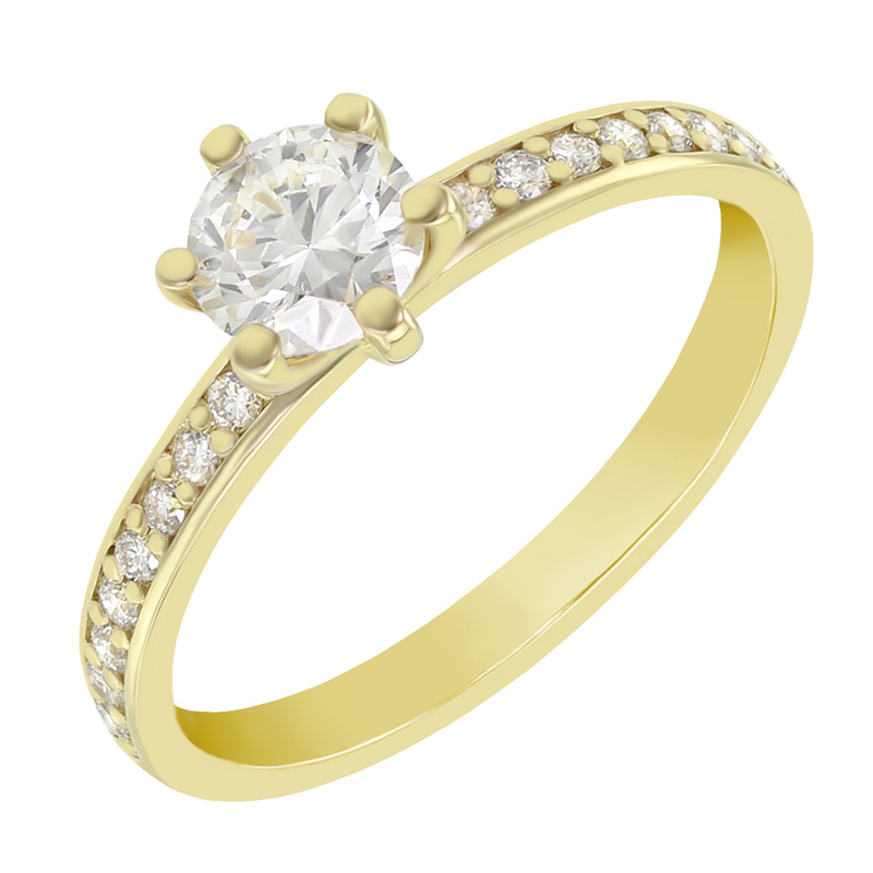 Verlobungsring aus Gold mit Diamant im Solitär-Pave Stil Vanan 41748