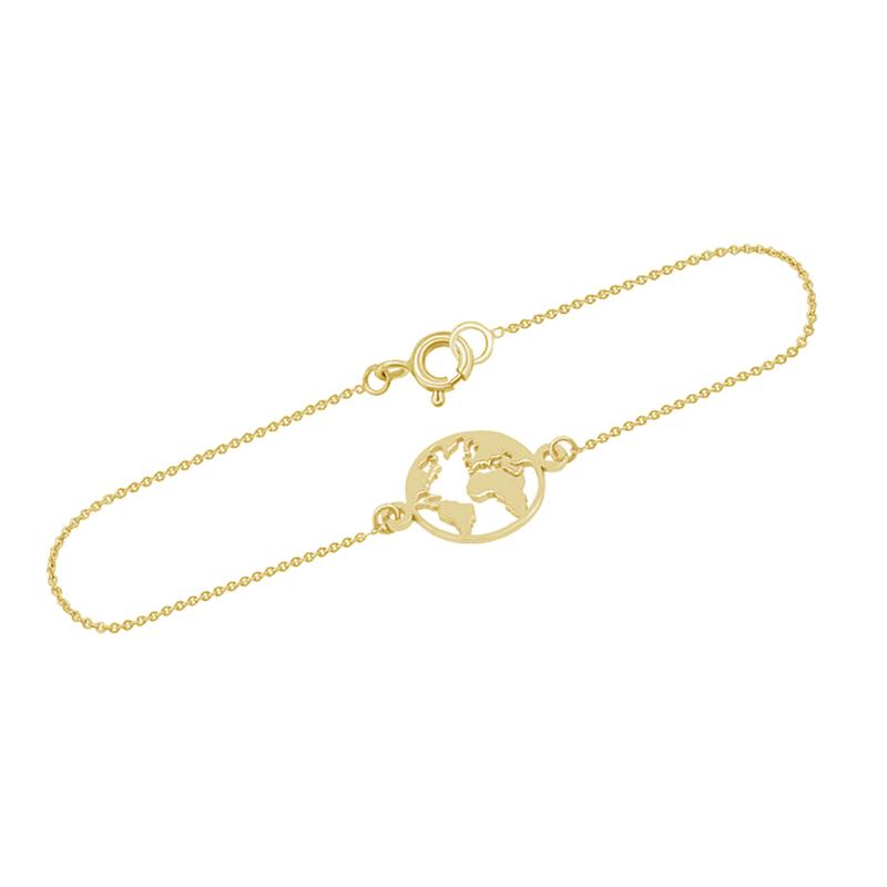 Minimalistisches Armband aus Gold mit Weltkarte Earth 42418