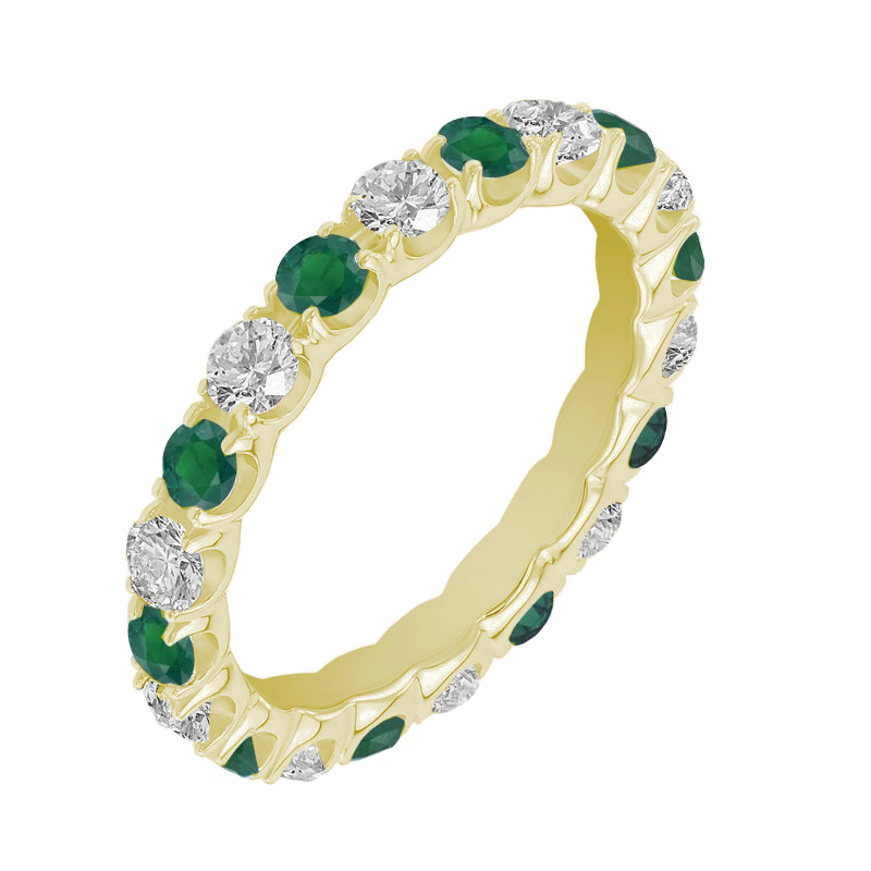 Goldener Ring rundum mit Smaragden und Diamanten Mette 42738