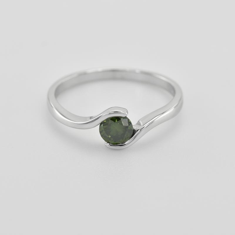 Verlobungsring aus Platin mit grünem Diamant Olwen 45238