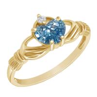 Goldener Claddagh-Ring mit Topas und Diamant Mariya