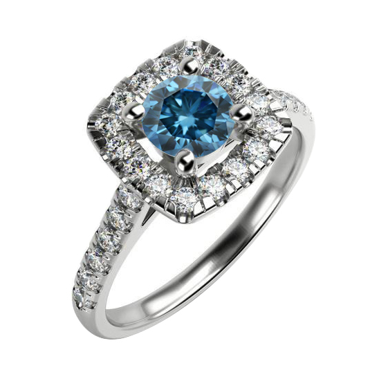 Verlobungsring mit weißen und blauen Diamanten Guale