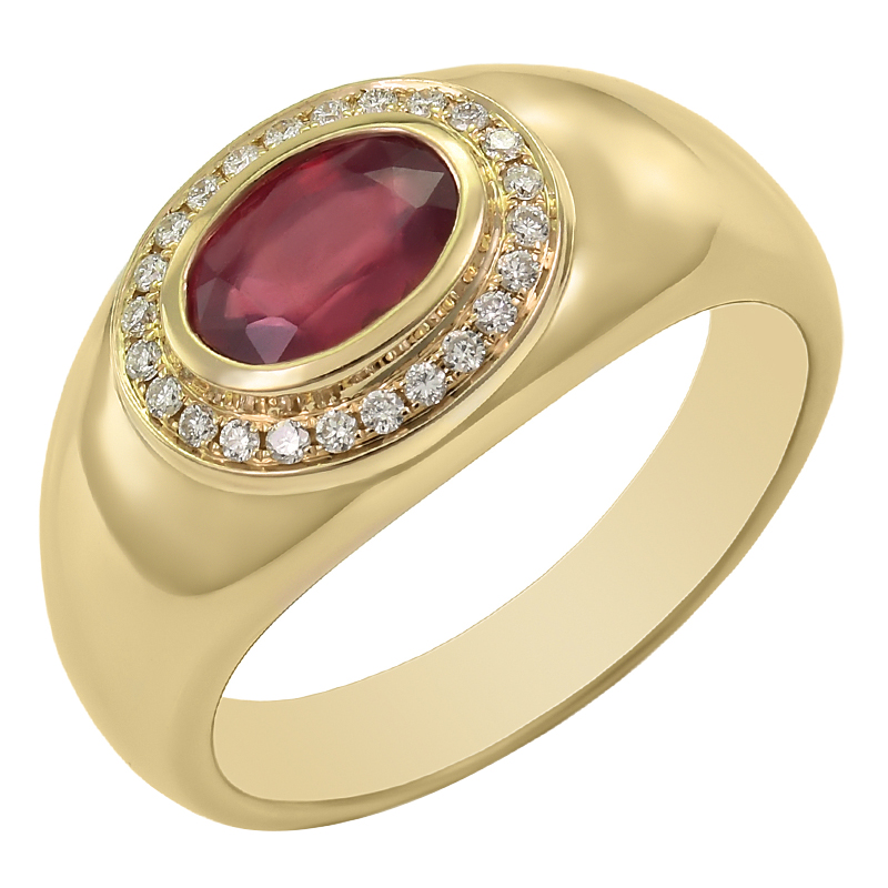 Rubin und Diamanten im goldenen Ring 59428