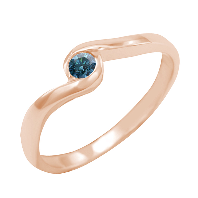 Verlobungsring in Rosegold mit blauem Diamanten