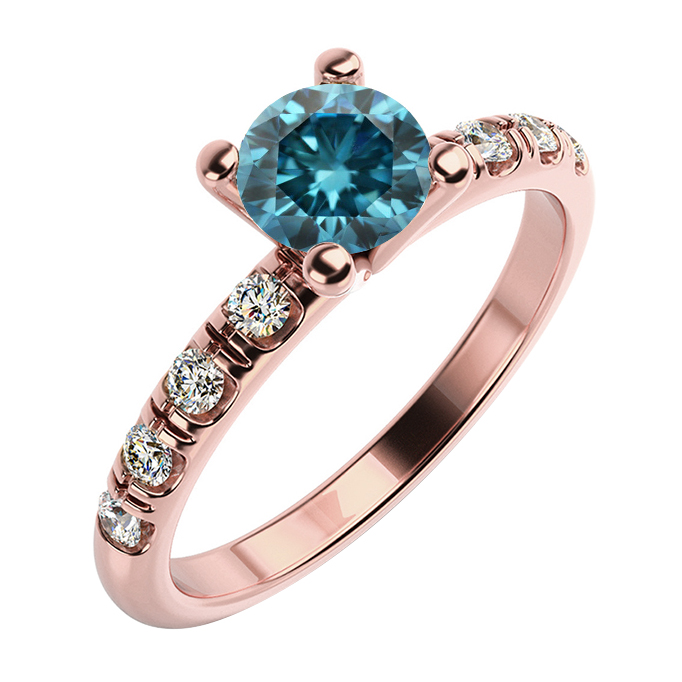 Ring aus Rose mit blauem Diamanten 59648