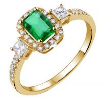 Goldener Verlobungsring mit Smaragd und Diamanten Dery