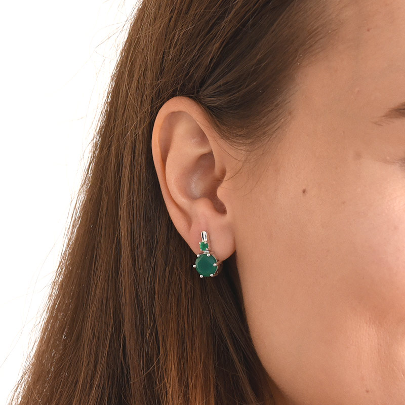Silberne Ohrringe mit grünen Onyxen Didier 68078