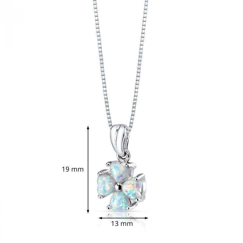 Silberhalskette mit Opalen als vierblättriges Kleeblatt Obelia 6818