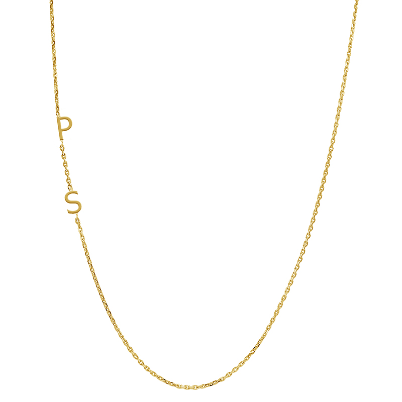 Goldene Halskette mit 2 Buchstaben Ihrer Wahl Lupe 68228
