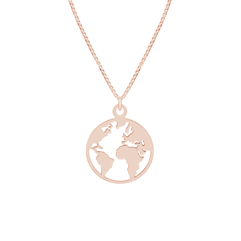Minimalistische Silber-Halskette mit Weltkarte World 83748
