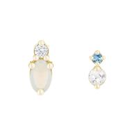 Cluster-Ohrringe mit Opal, Moissanit, Diamant und Topas Tera
