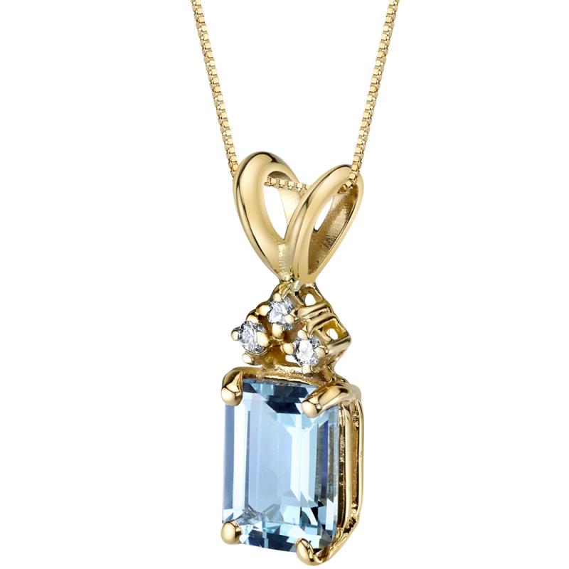 Goldene Halskette mit Aquamarin und Diamanten Deandra 9718