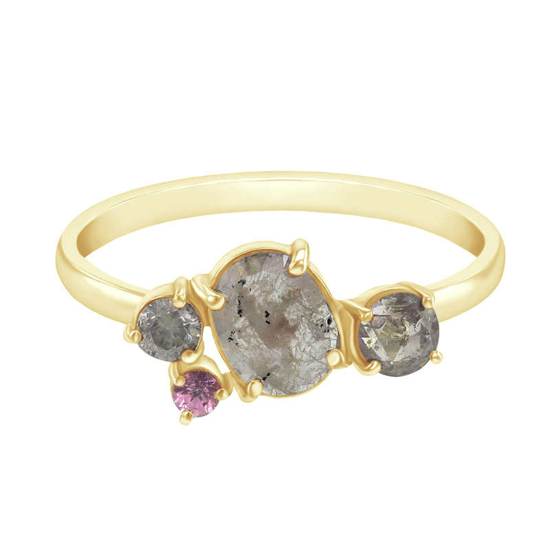 Unkoventioneller goldener Ring mit Diamanten und Saphir Gauma 97468