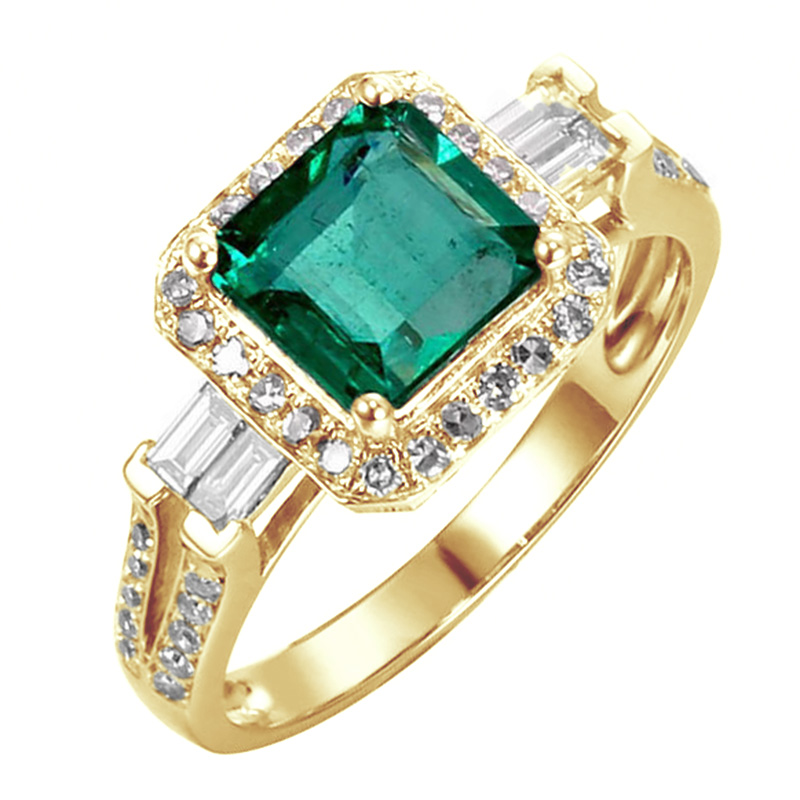 Goldener Smaragdring mit Diamanten Carli 104289