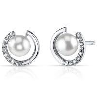 Silberne Ohrringe mit Perlen und Zirkonia Anieta