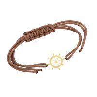 Goldenes String-Armband für Herren mit einem Steuerrad Rudder