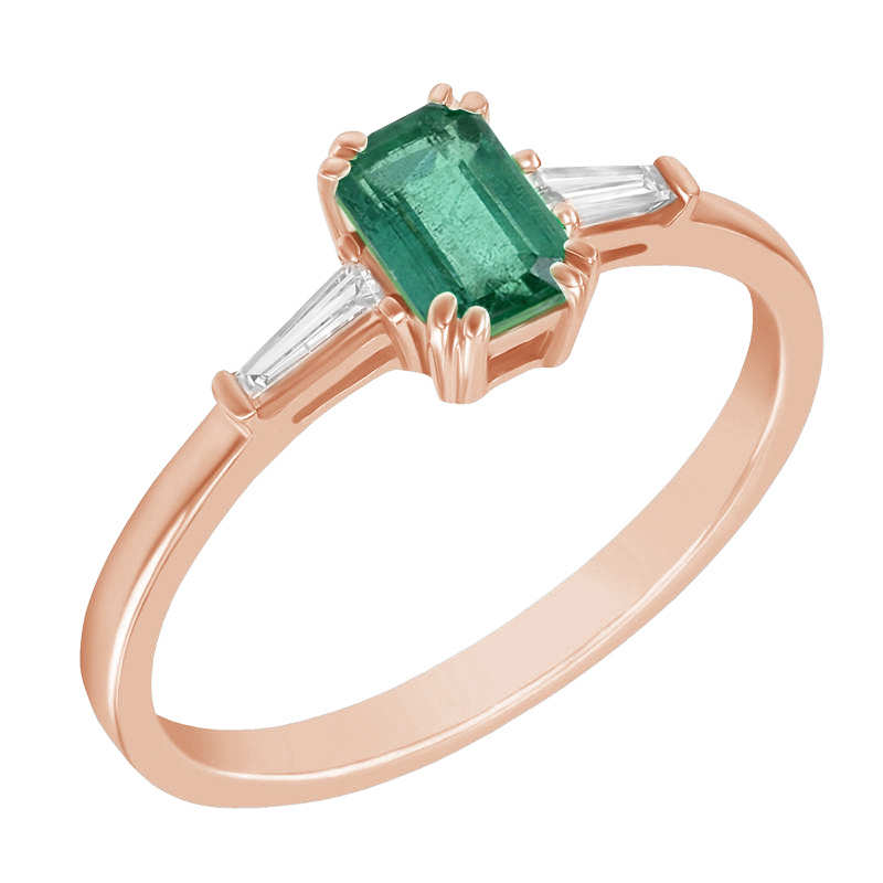 Eleganter Verlobungsring mit Smaragd und Baguette-Diamanten Gracie 12819