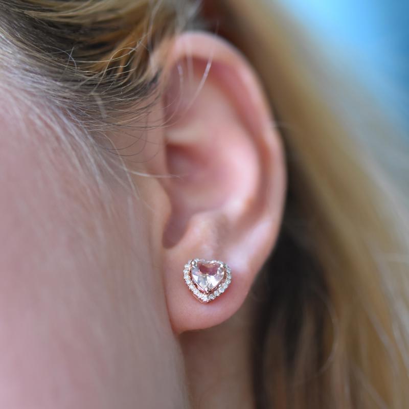 Goldene Ohrringe mit Morganit und Diamanten Iveri 13869