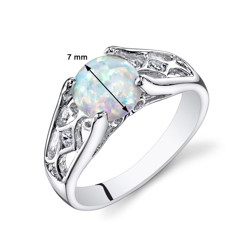 Ring aus Silber mit ovalem Opal und Zirkonia Wyla 19099
