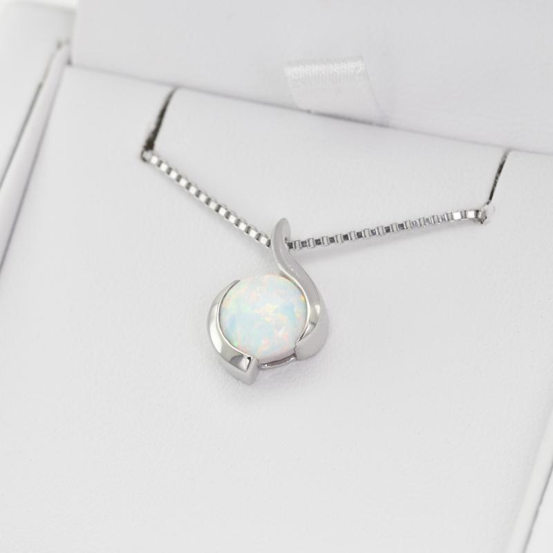 Silberne Halskette mit weißem Opal Thirumal 20049