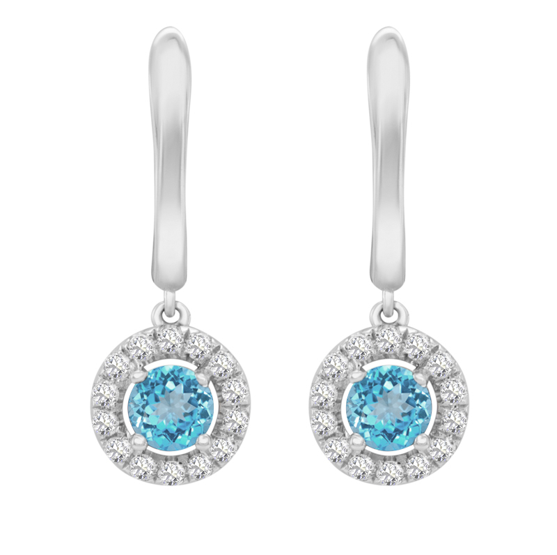 Goldene Ohrringe mit blauen Topasen und Diamanten Macy